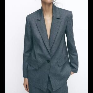 Zara Straight Cut Shoulder Pad Women's  Blazer XL